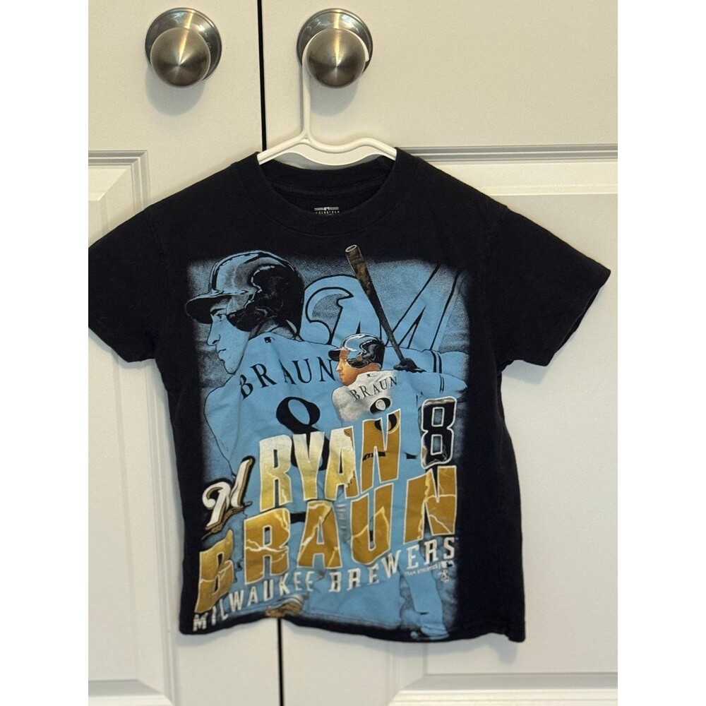 [MLB Milwaukee Brewers] Ryan Braun #8 Baseball T-Shirt, XS (4/5) Kids Clothing